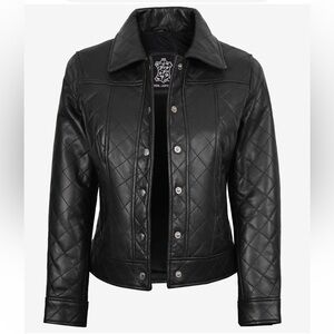 ANGEL JACKETS Sz S Black Quilted Leather Jacket